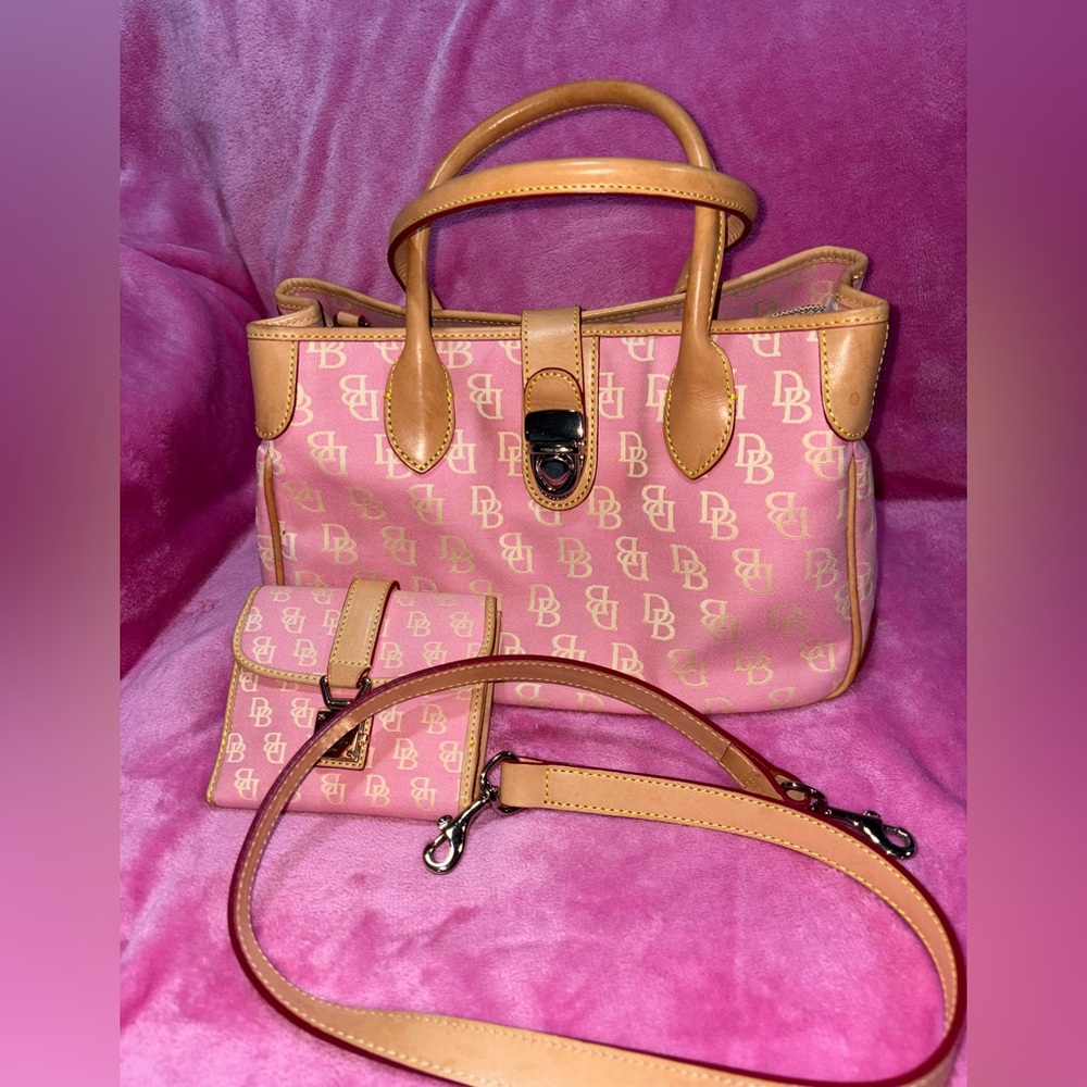 Dooney & Bourke Pink and Tan Satchel Set